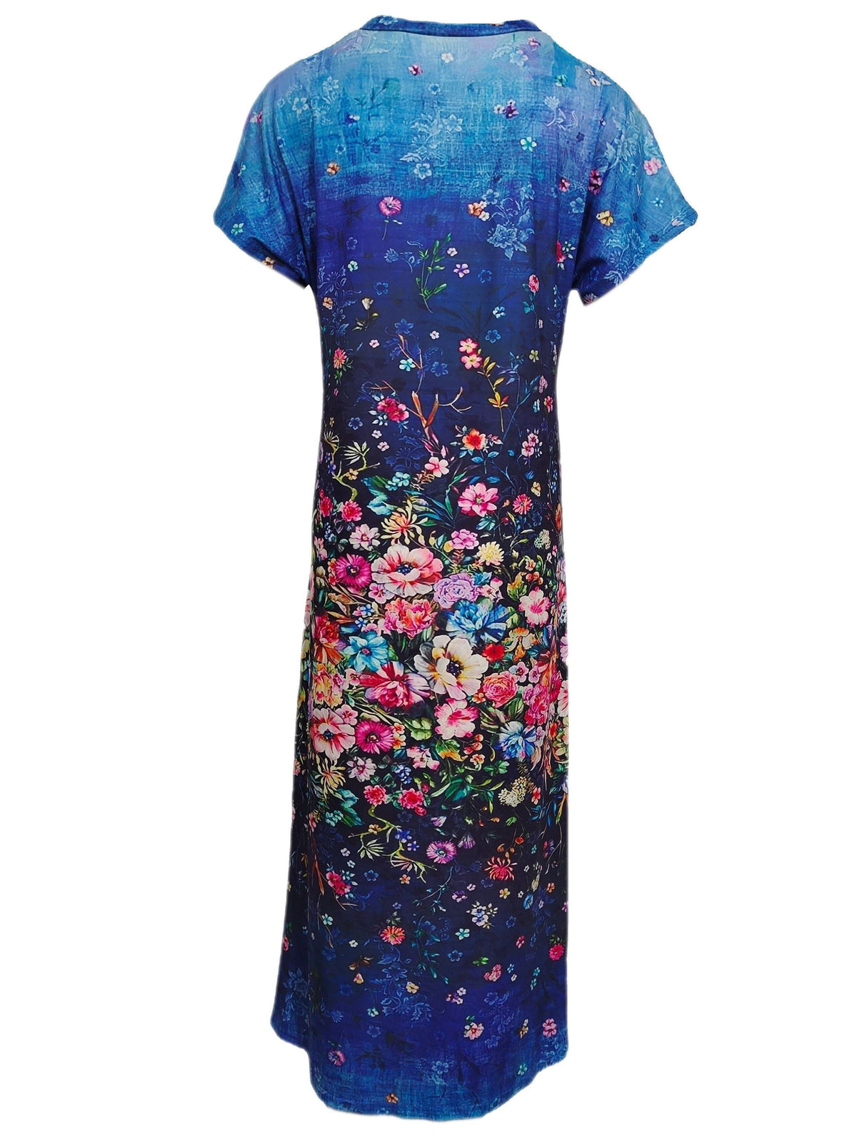 Floral Print Side Split Dress, Casual V Neck Short Sleeve Dress, Women's Clothing
