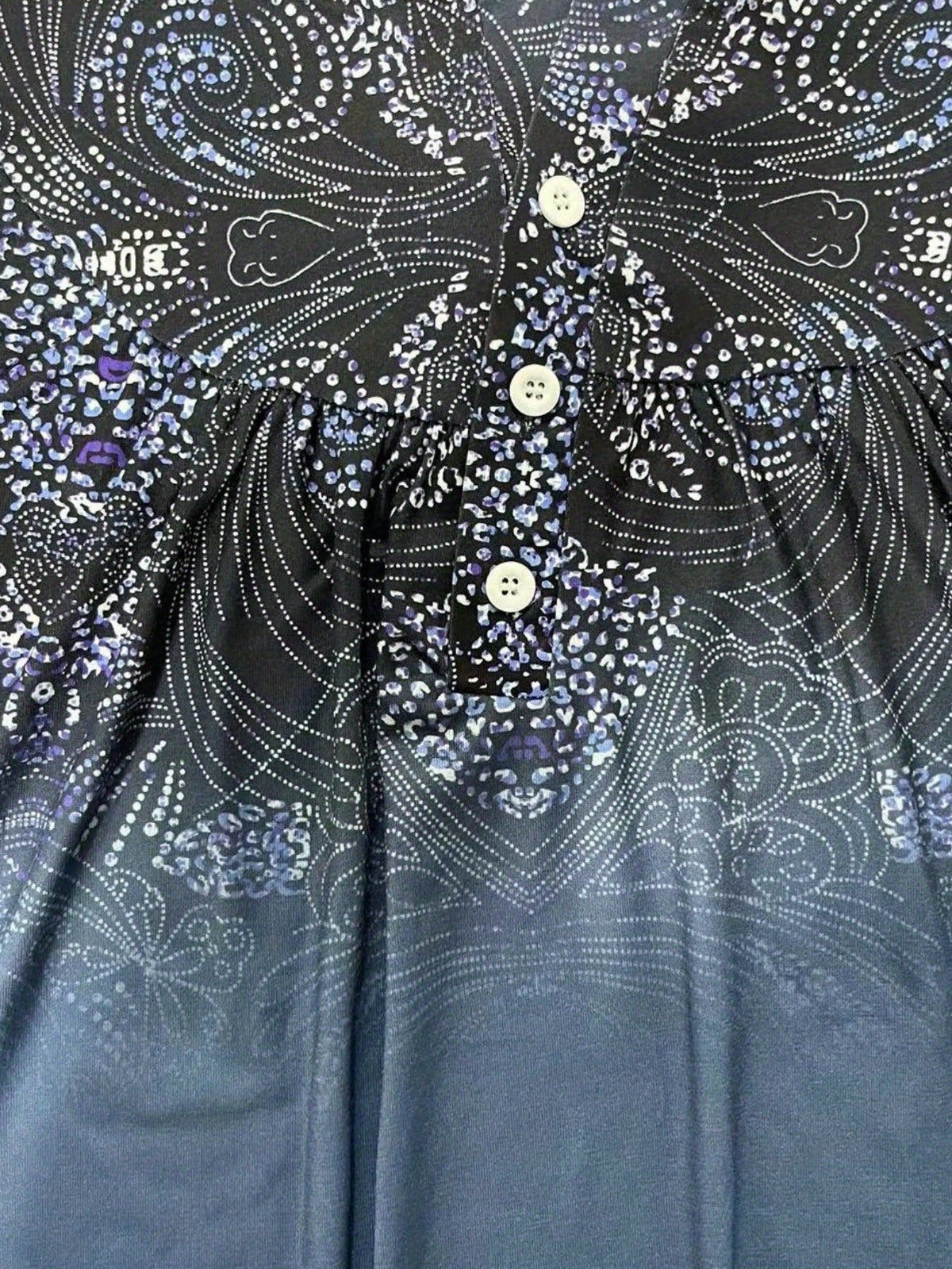 Casual Top, Women's Arabesque Print Long Sleeve Round Neck Henley Top