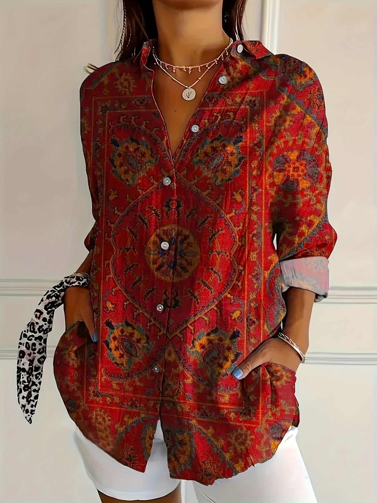 Casual Shirt Long Sleeve Floral Regular Loose Top