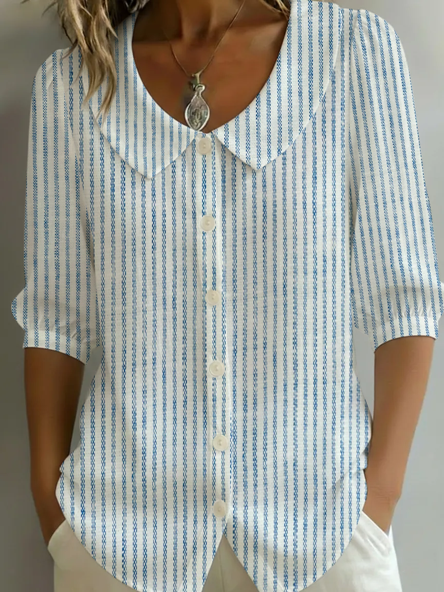 Crew Neck Short Sleeve Patterns Regular Loose Shirt