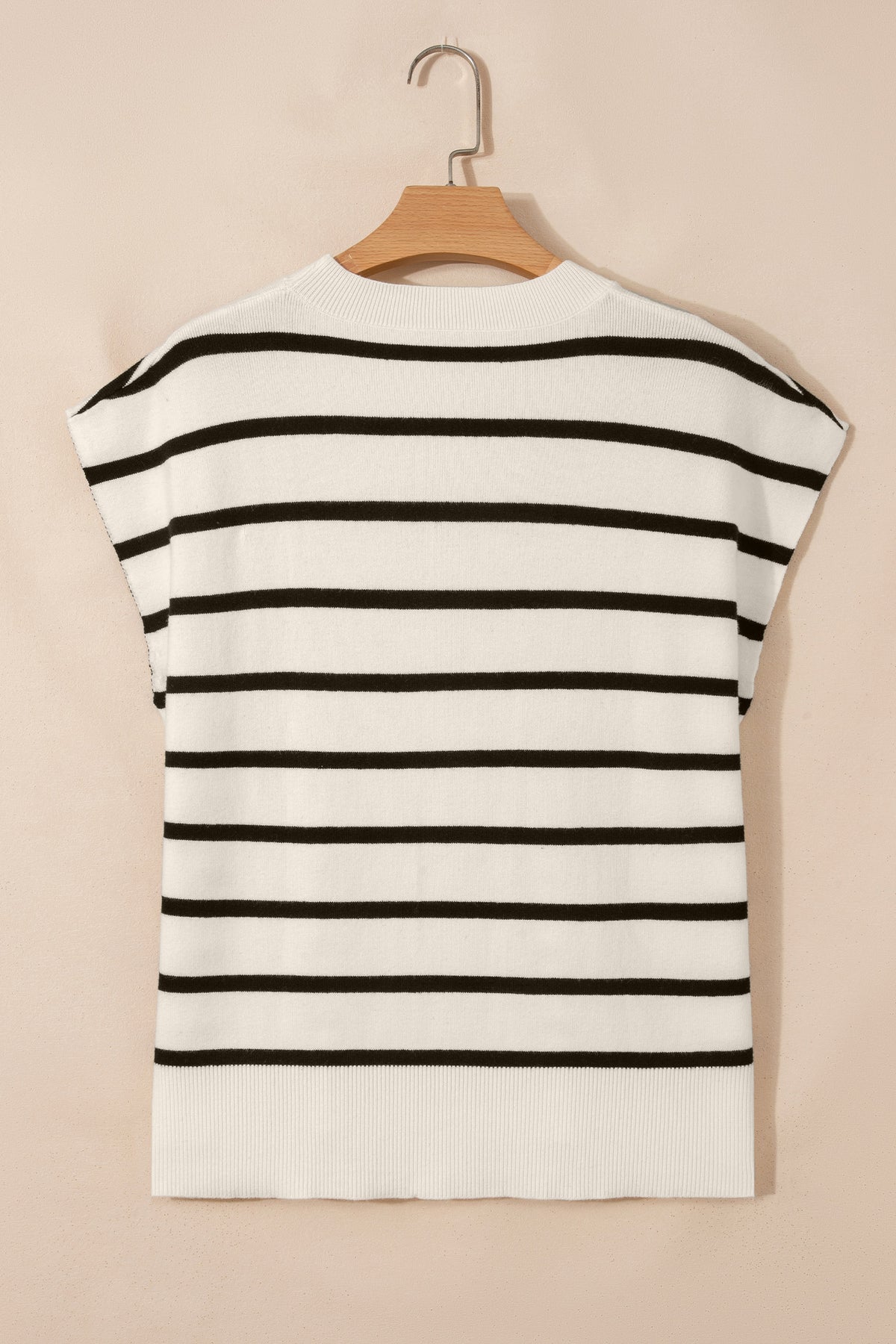 White Side Slits Crewneck Short Sleeve Sweater Tee