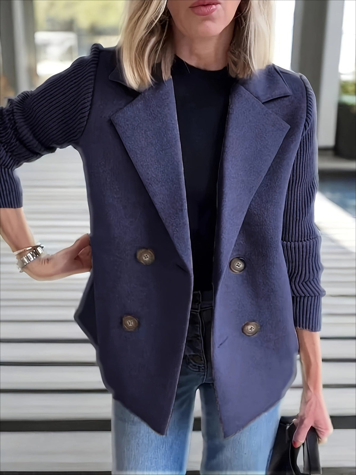 Blazer-collar Casual Top Fleece Coat