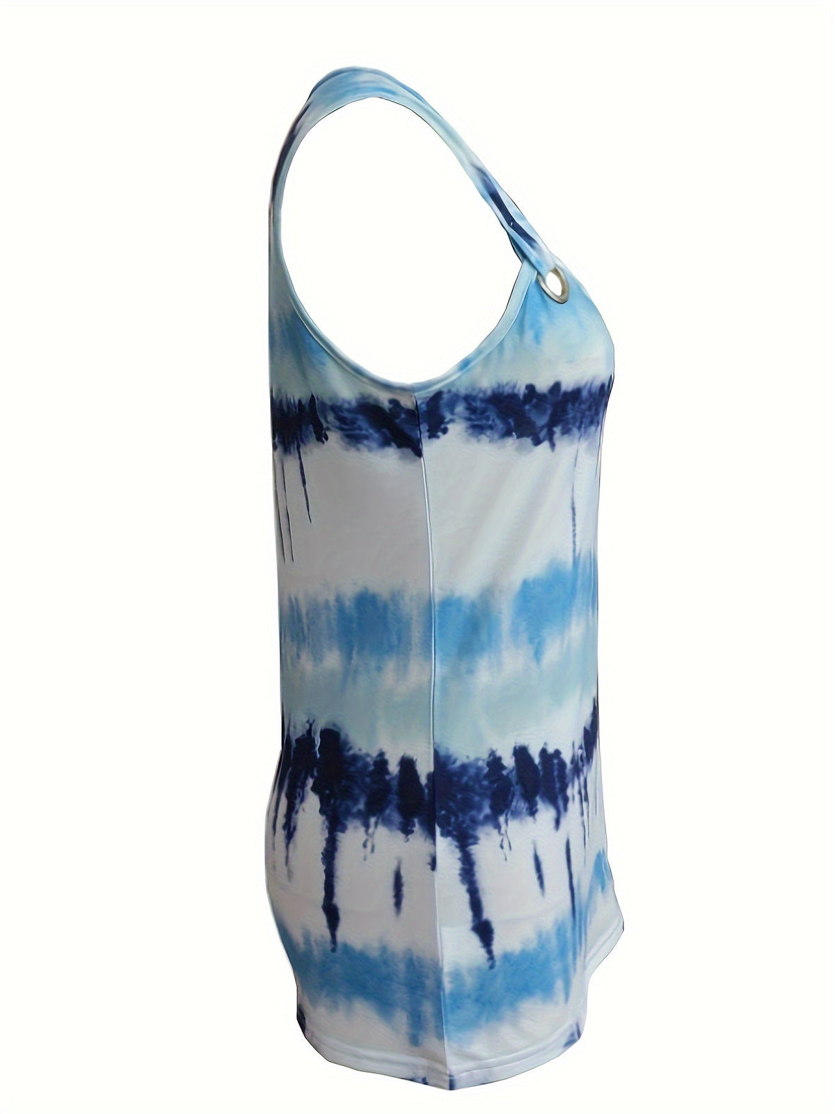 Abstract Print Ring Tank Top, Casual Sleeveless Tank Top