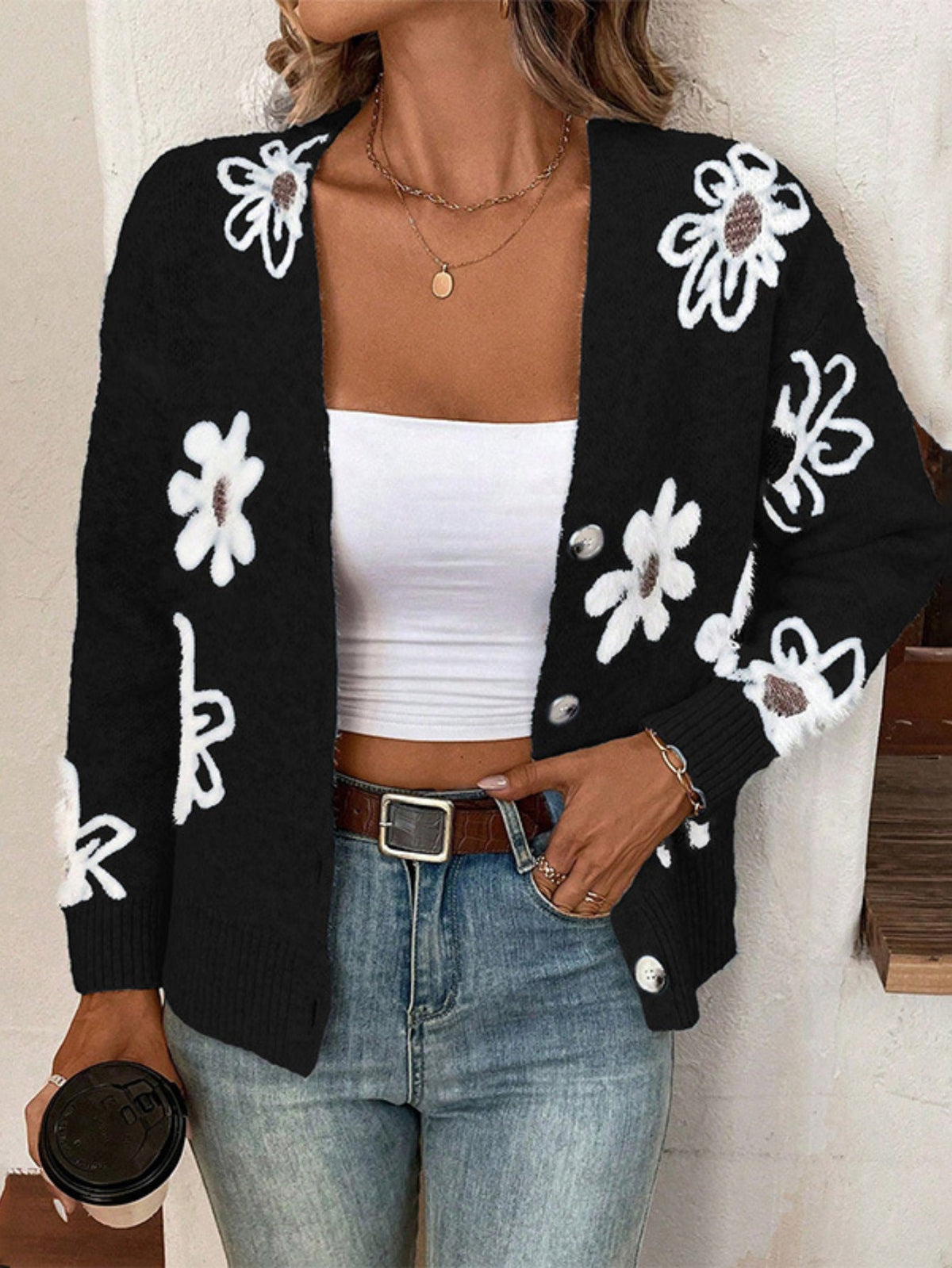 2024's Hottest Flower Pattern Cardigan Sweater - Trendy & Cozy Winter Wear