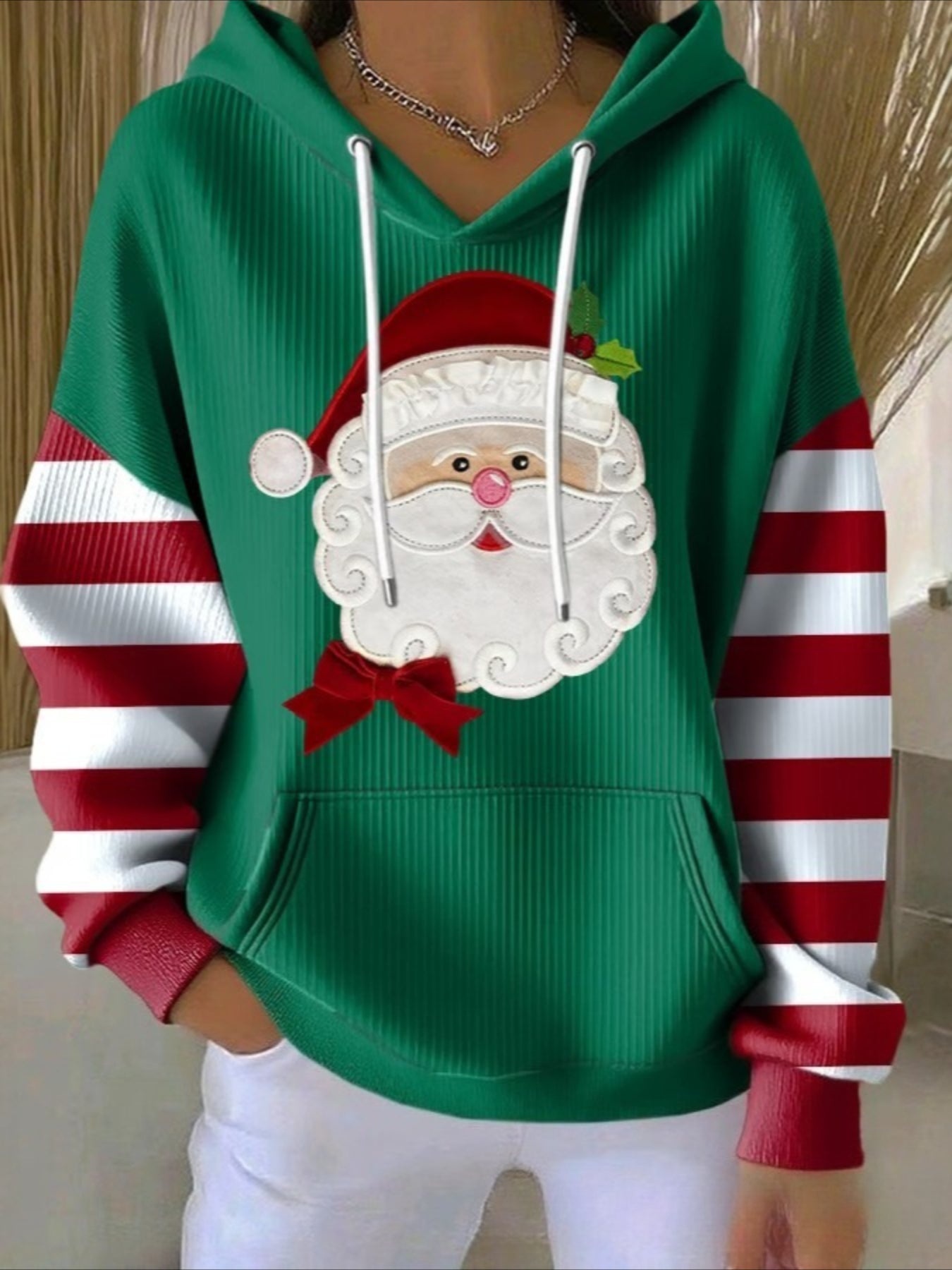 Christmas Grid Pullover Hoodie Sweatshirt