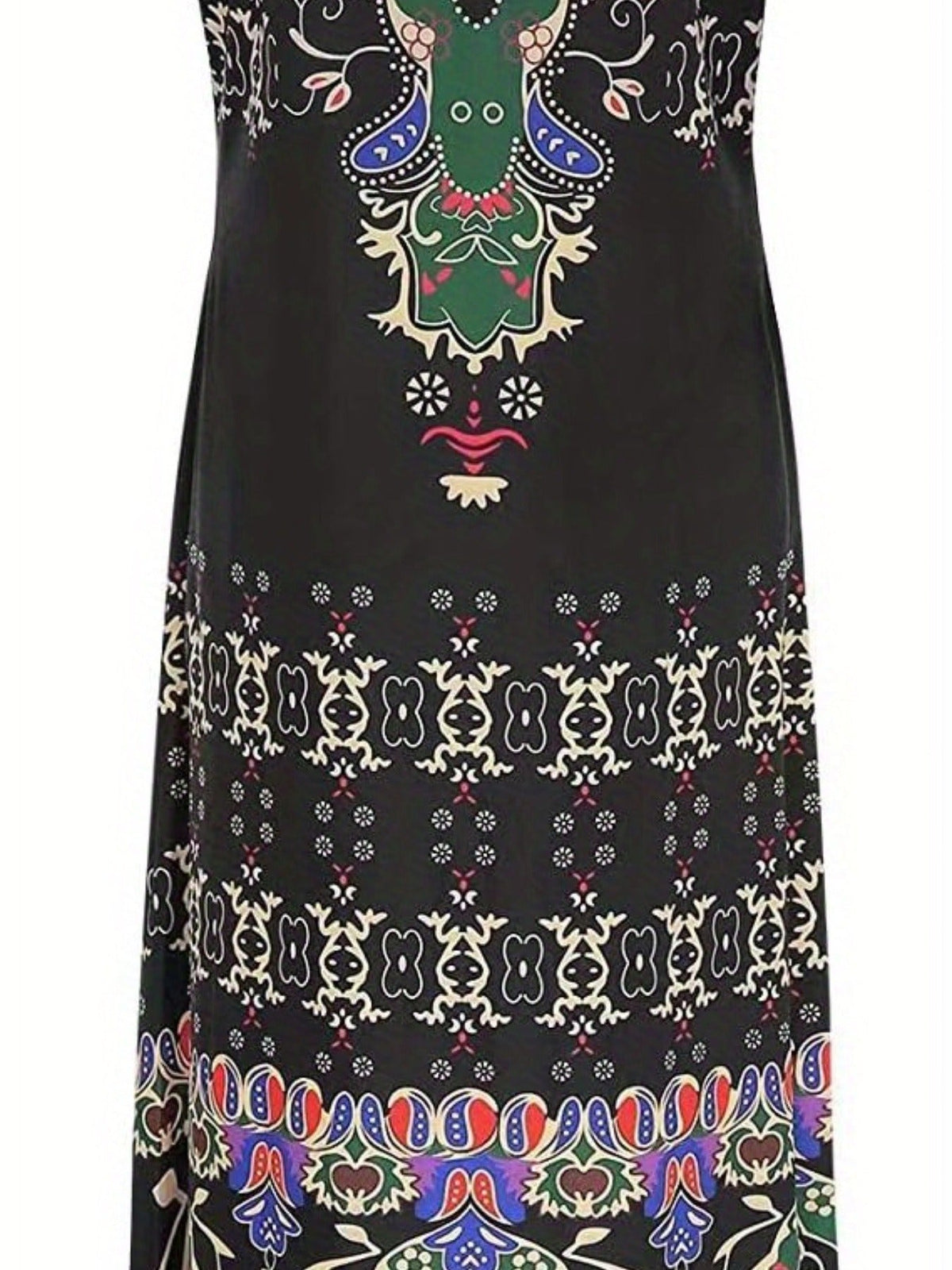 Boho Paisley Print Crew Neck Dress, Casual Short Sleeve Dress