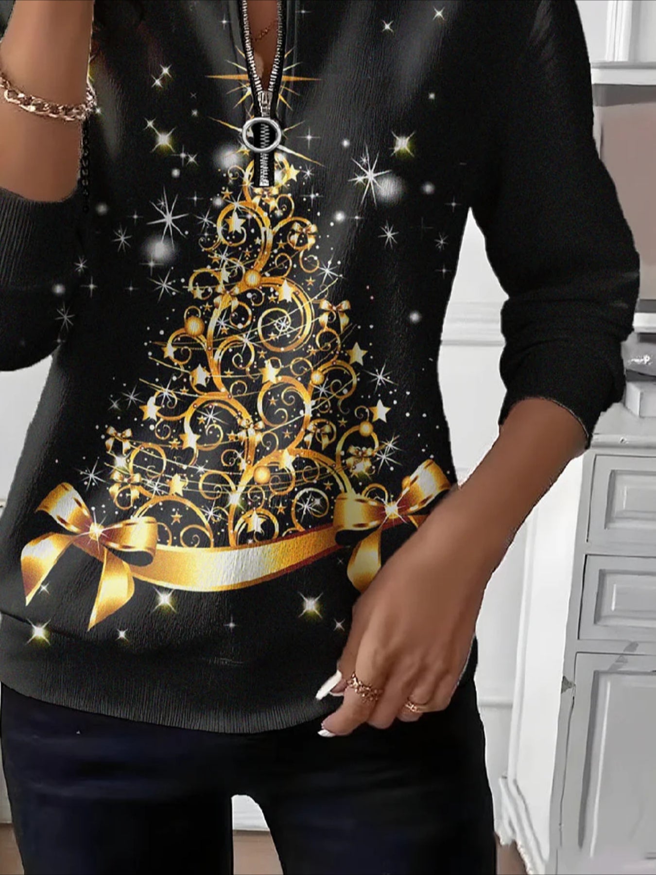 Christmas Crew Neck Printing Casual Spring/Fall Long Sleeve Sweatshirt