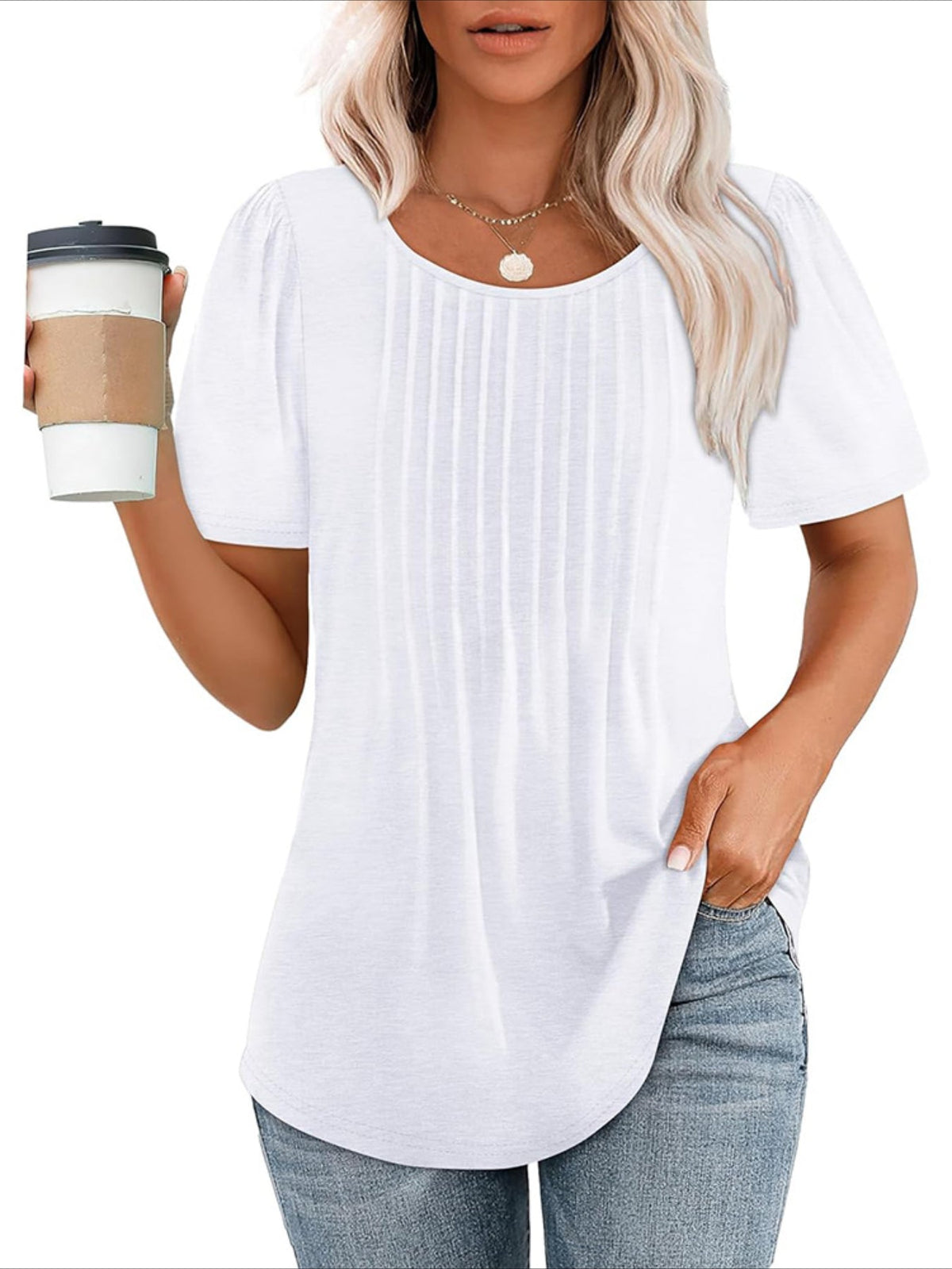 Floral Print Pintuck T-Shirt, Casual Short Sleeve Top