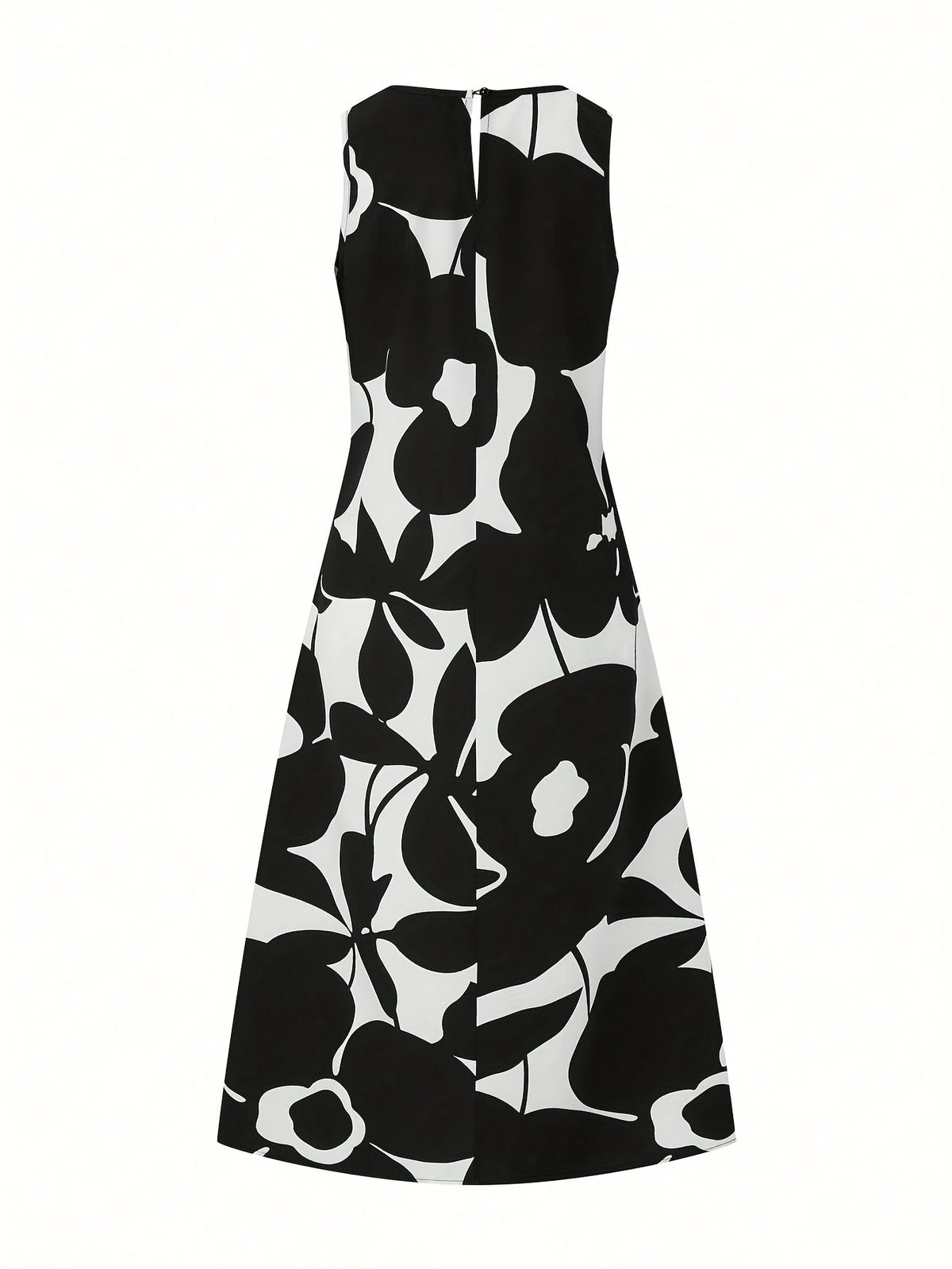 Plant Print Crew Neck Tank Dress, Casual Sleeveless A-line Tank Dress