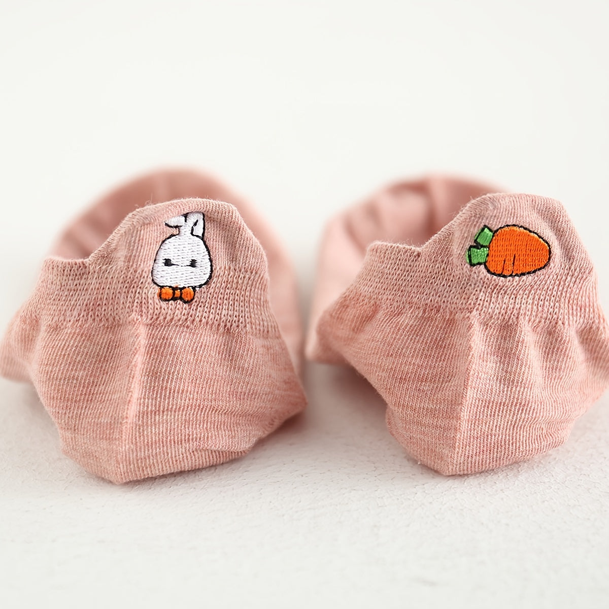 3/5/10 Pairs Cartoon Pattern Socks, Cute Animal & Vegetable Embroidery Ankle Socks