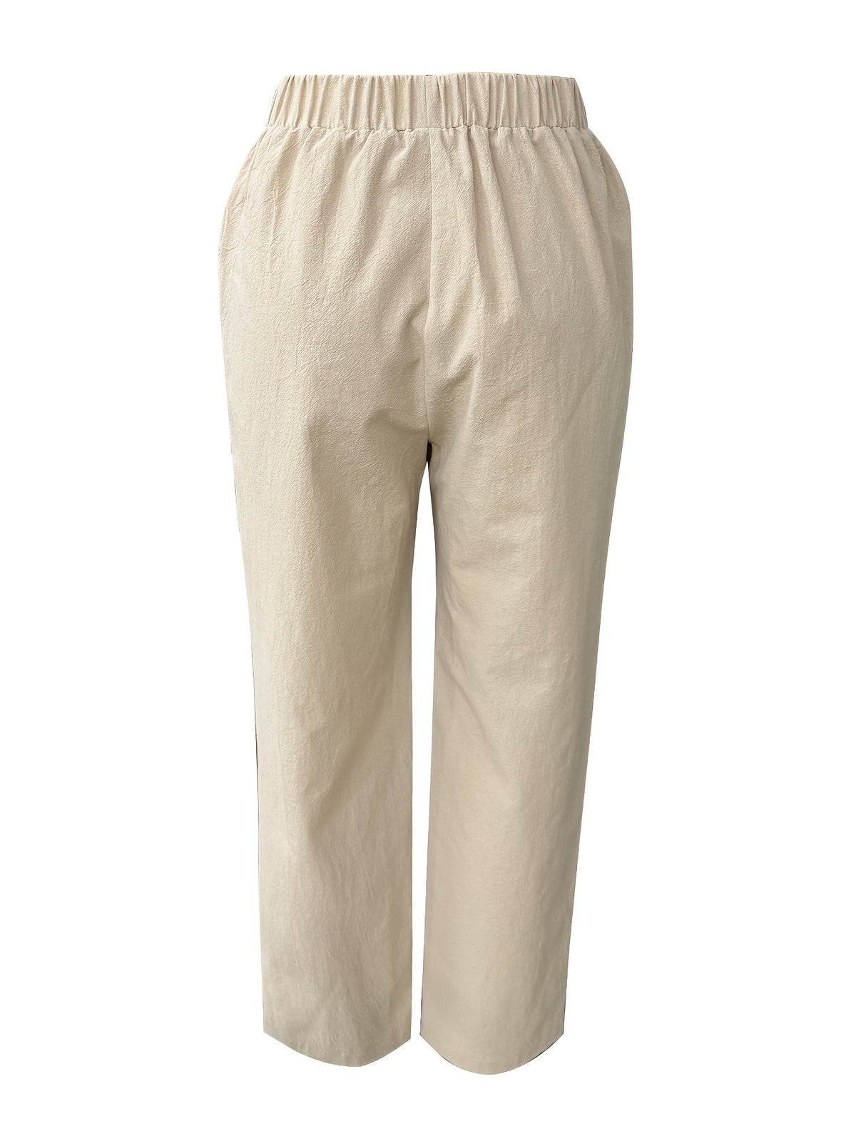 Women'S Elegant Casual Blue Straight-Leg Pants with Pearl Embellishments