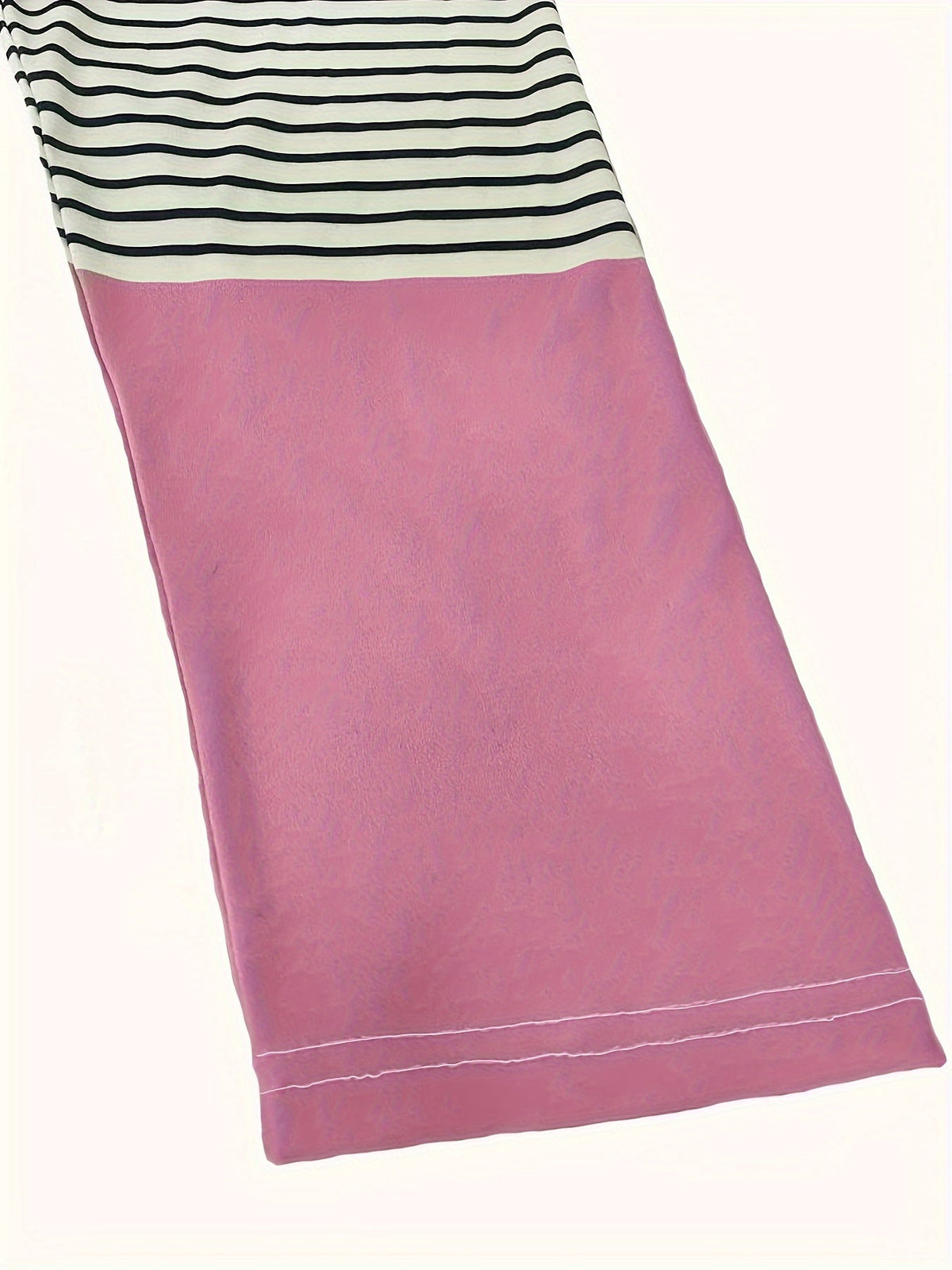 Casual T-shirt, Women's Colorblock Gingham & Stripe & Bear Print Long Sleeve Round Neck Tunic Top