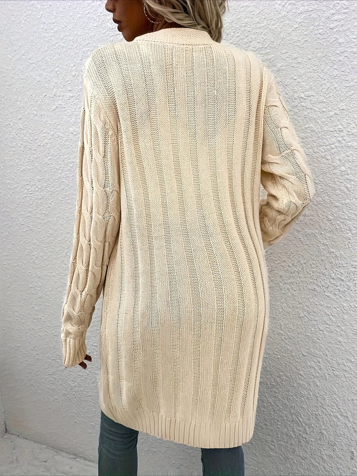 Elegant Long Nylon Soft Warm V-Neck Long Sleeves Sweater with Button Front