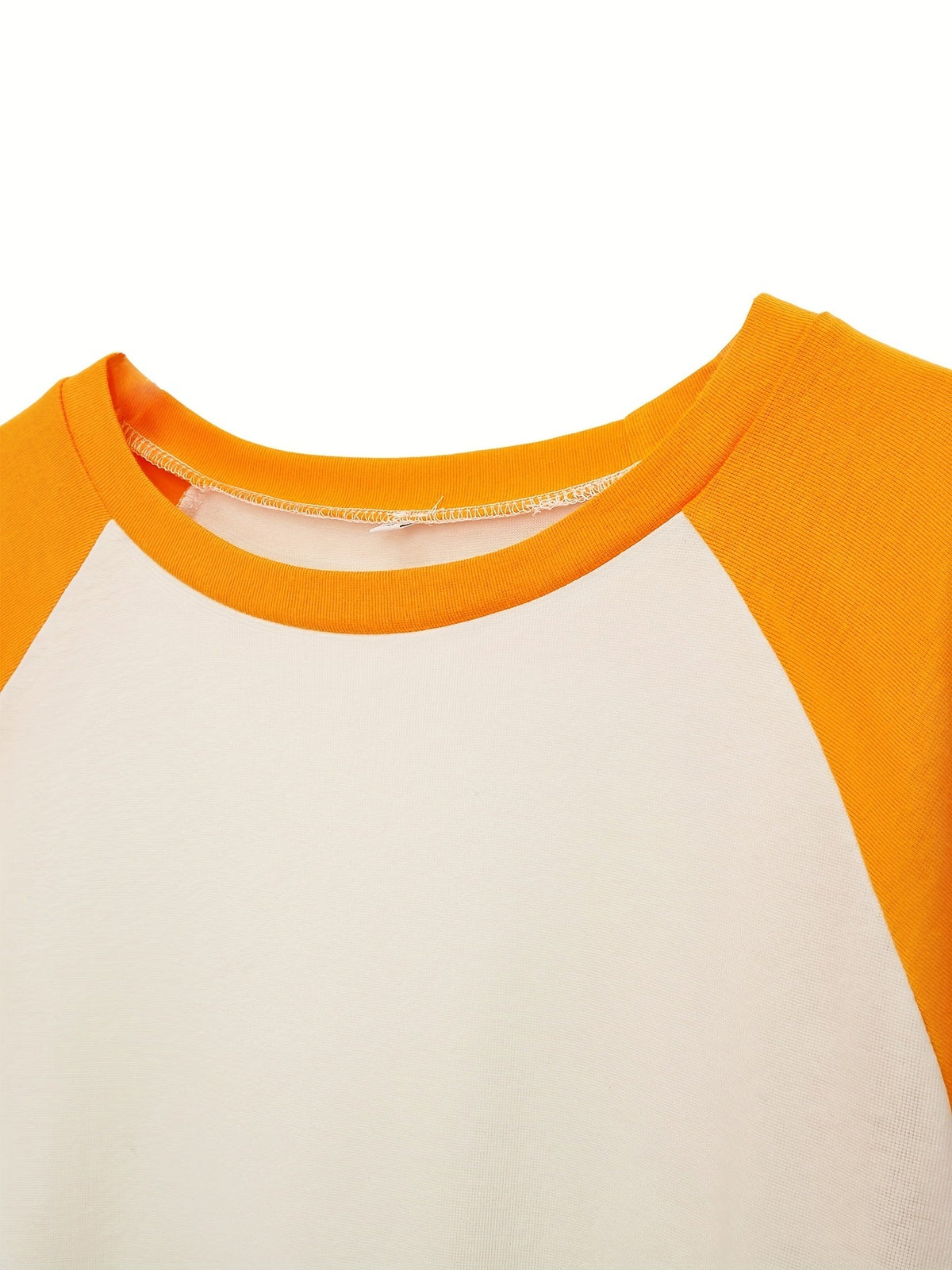 Color Block Long Sleeve Shirt, Oversized Crew Neck Top