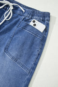 Ashleigh Blue Drawstring Waist Ankle Length Casual Jeans Regular Fit Pocket Detail Denim Pants