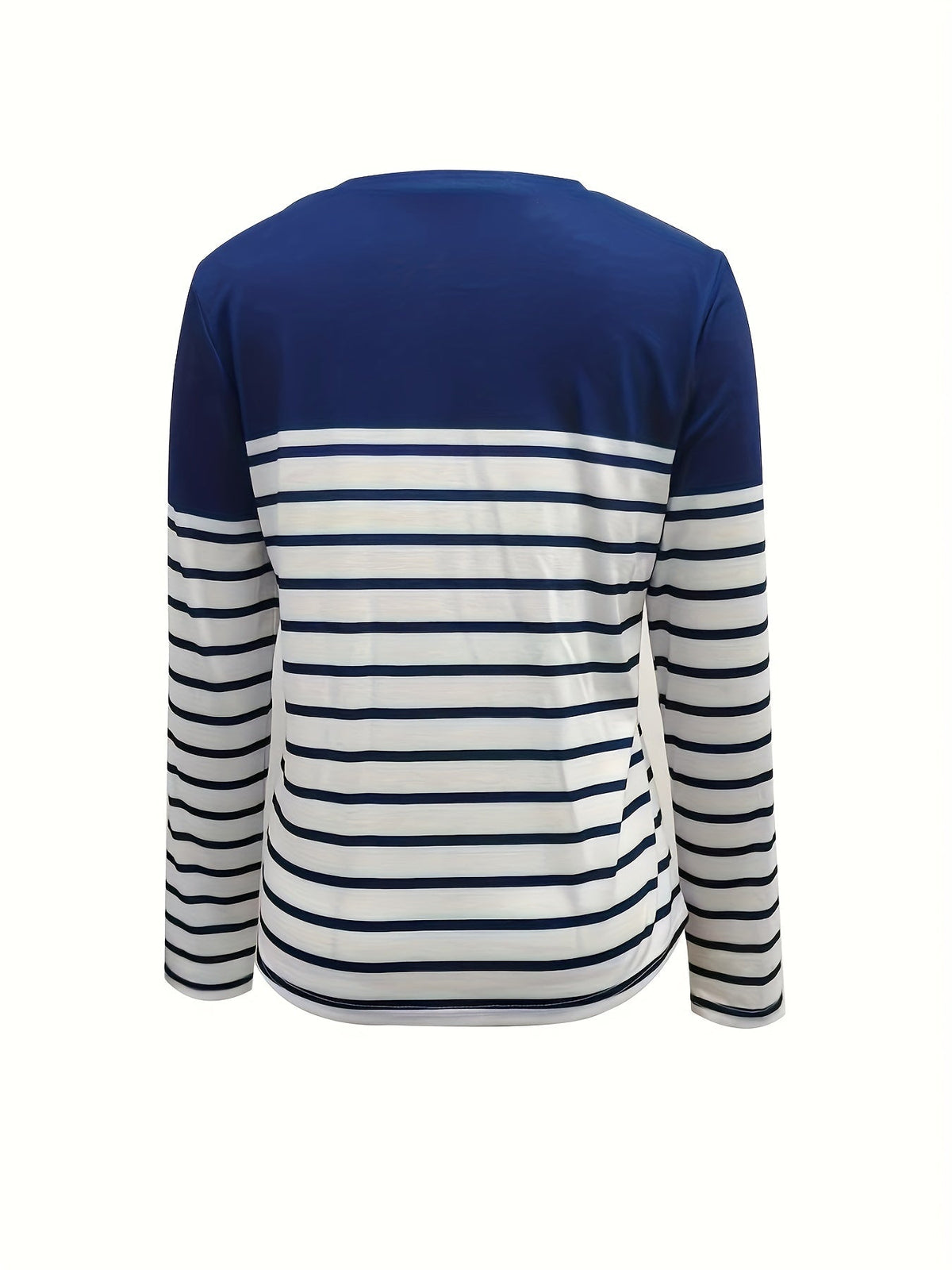 Stripe Print Crew Neck T-Shirt, Casual Long Sleeve Top