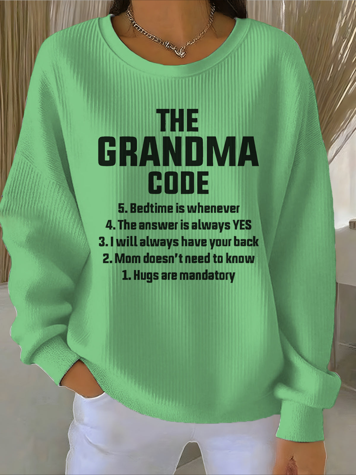 Text Printing Crew Neck Floral Long Sleeve Sweater Hoodie