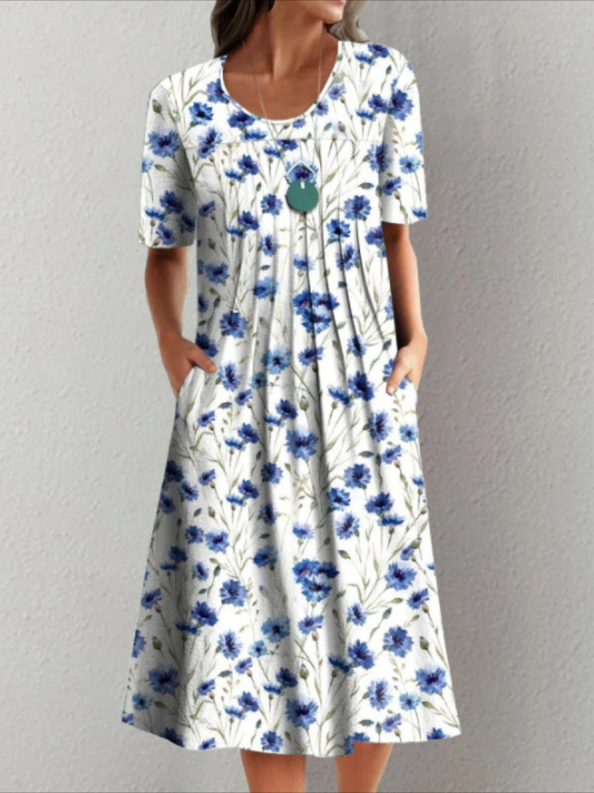 Casual Vacation Commute Floral Print Round Neck Short Sleeve Dress