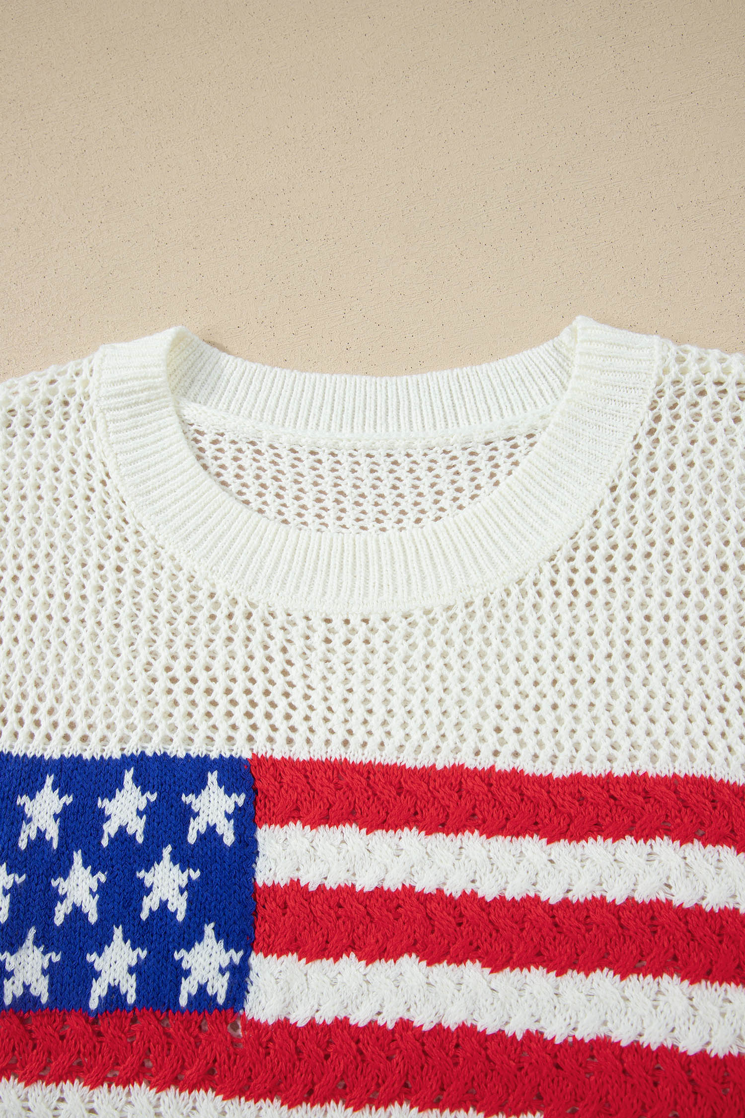 White Flag Graphic Short Sleeve Sweater Top