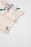 Beige Mallard Sheer Mesh Short Sleeve Top