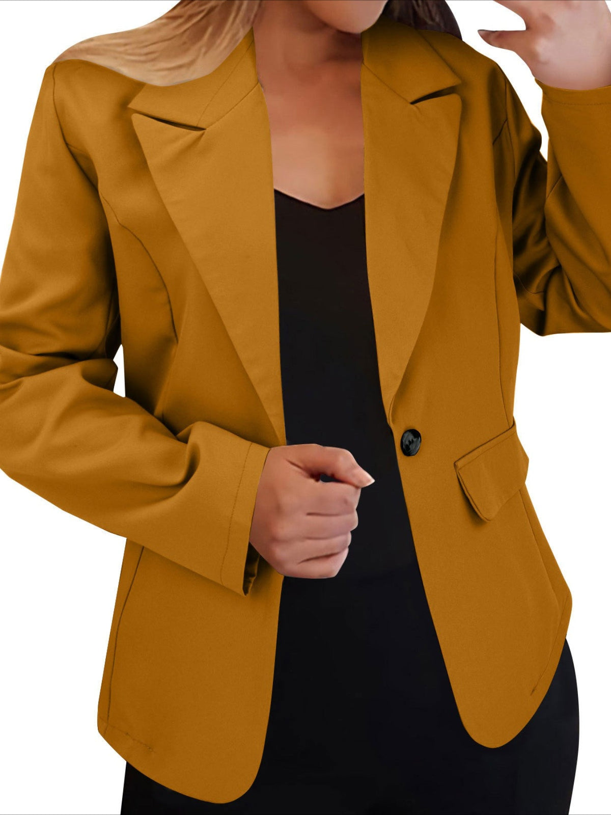Long Sleeve Solid Color Elegant Lapel Small Suit Jacket