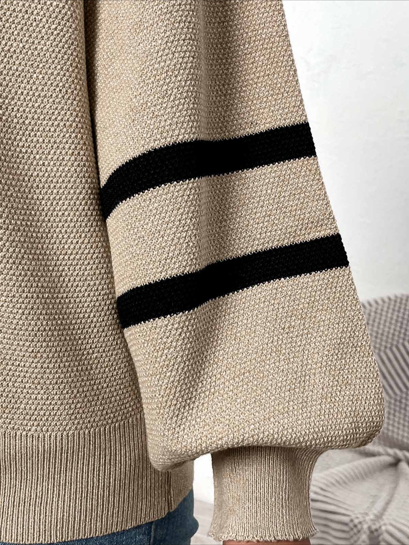 Patchwork Striped Long Sleeve Round Neck Sweater
