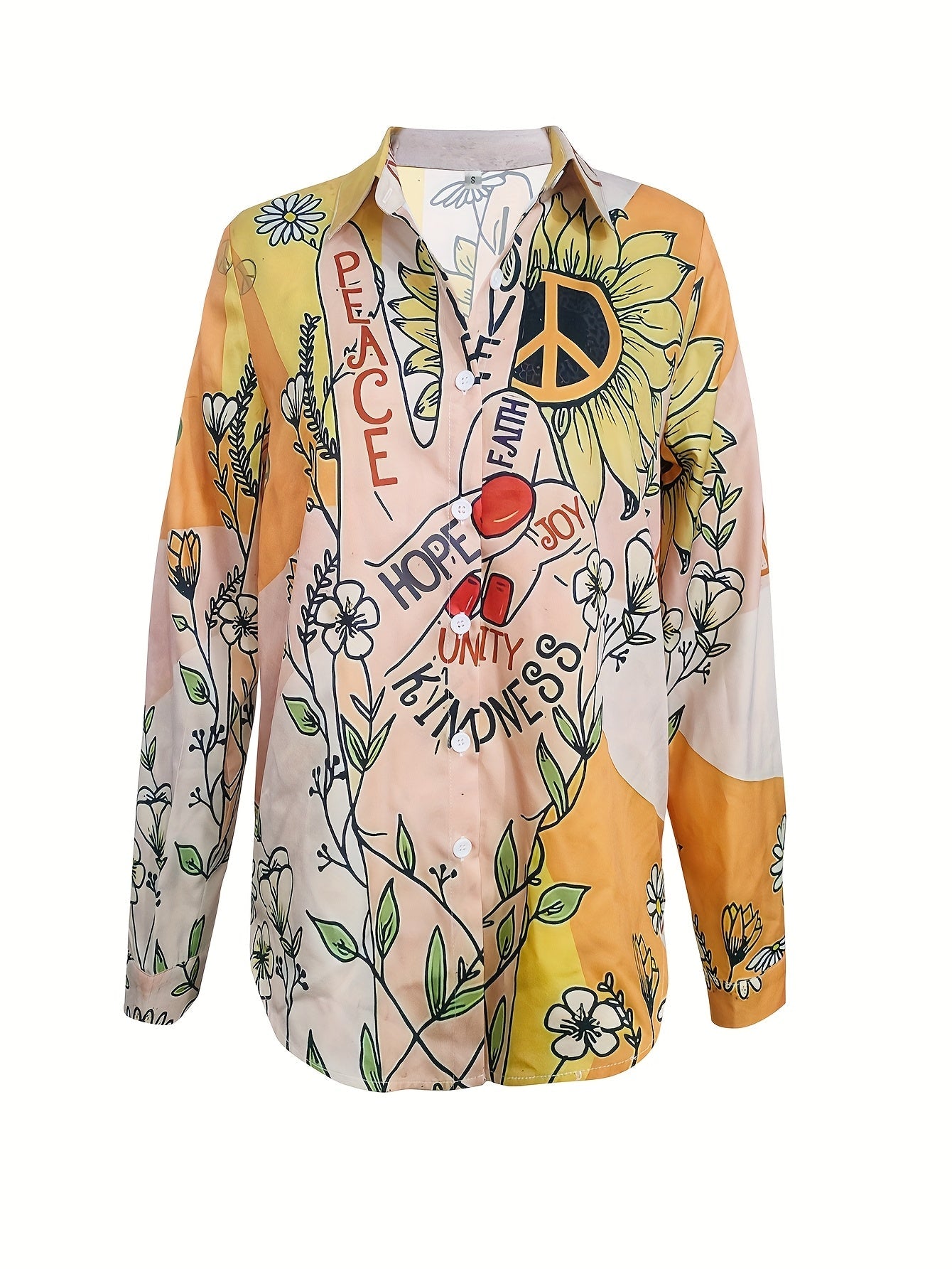 Vintage Long Sleeves Casual Lapel Collar Floral Print Button-Up Shirt