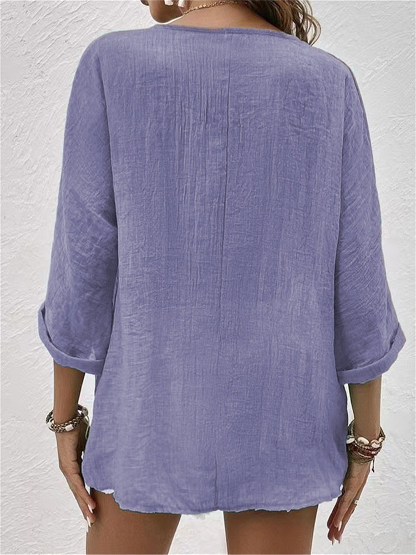 V-neck Pullover Short Sleeve Loose Shirt