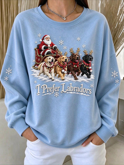 "I Prefer Labradors" Christmas Sleigh Graphic Sweatshirt