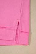Strawberry Pink Raw Edge Patch Pocket Oversized Top and Shorts Set