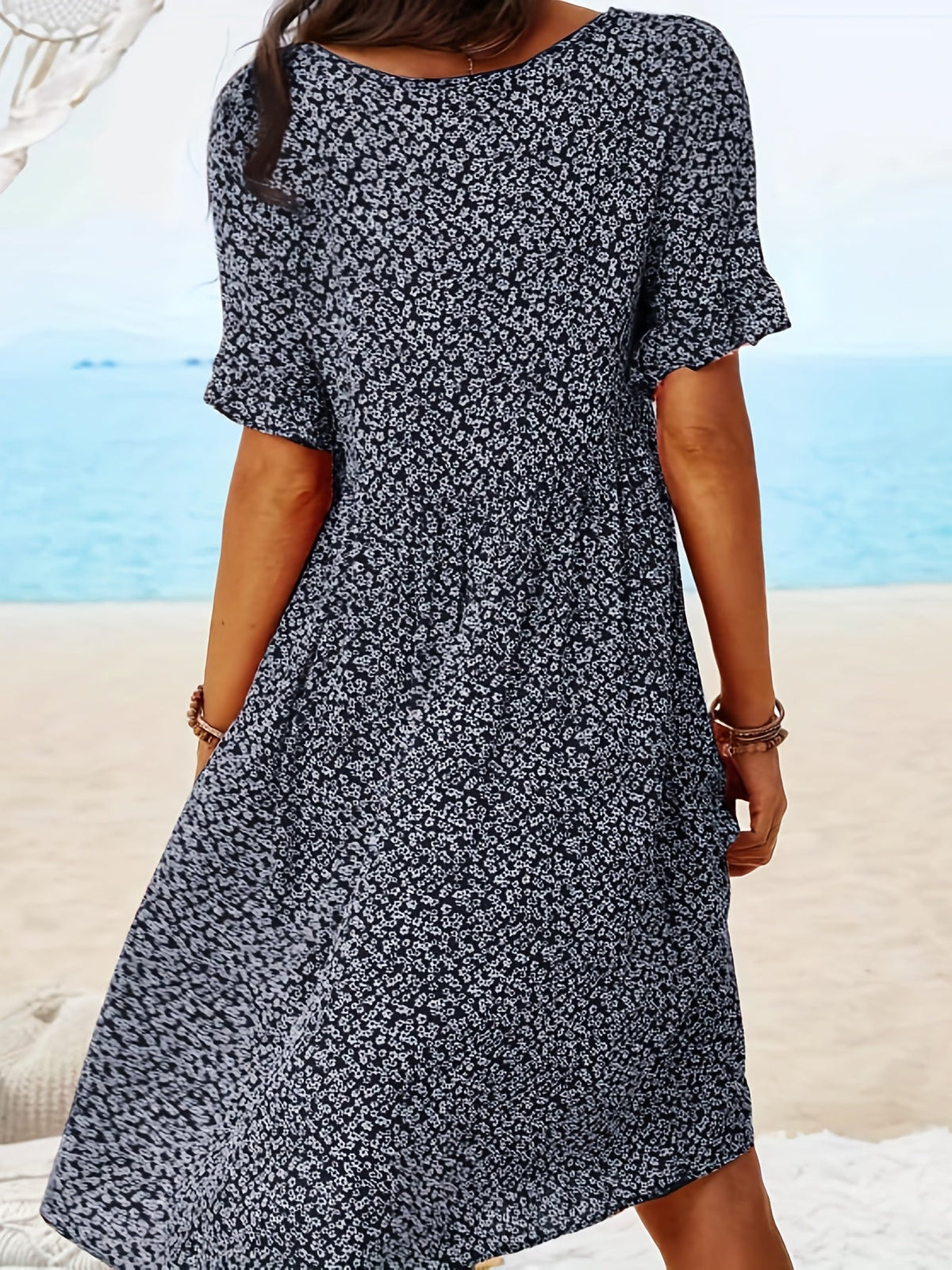 Women's Boho Floral Print Dress - Perfect for Beach Vacations and Casual Wear