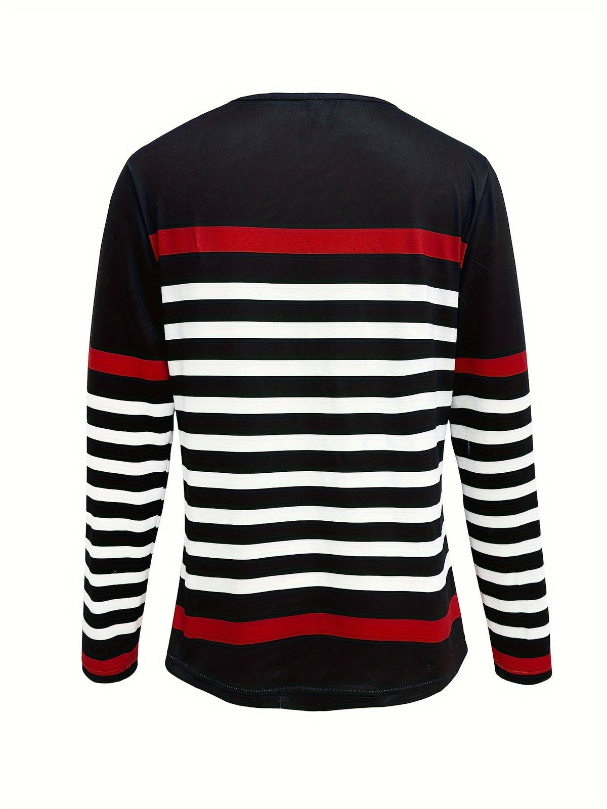 Casual Crew Neck Long Sleeve Striped Print T-shirt