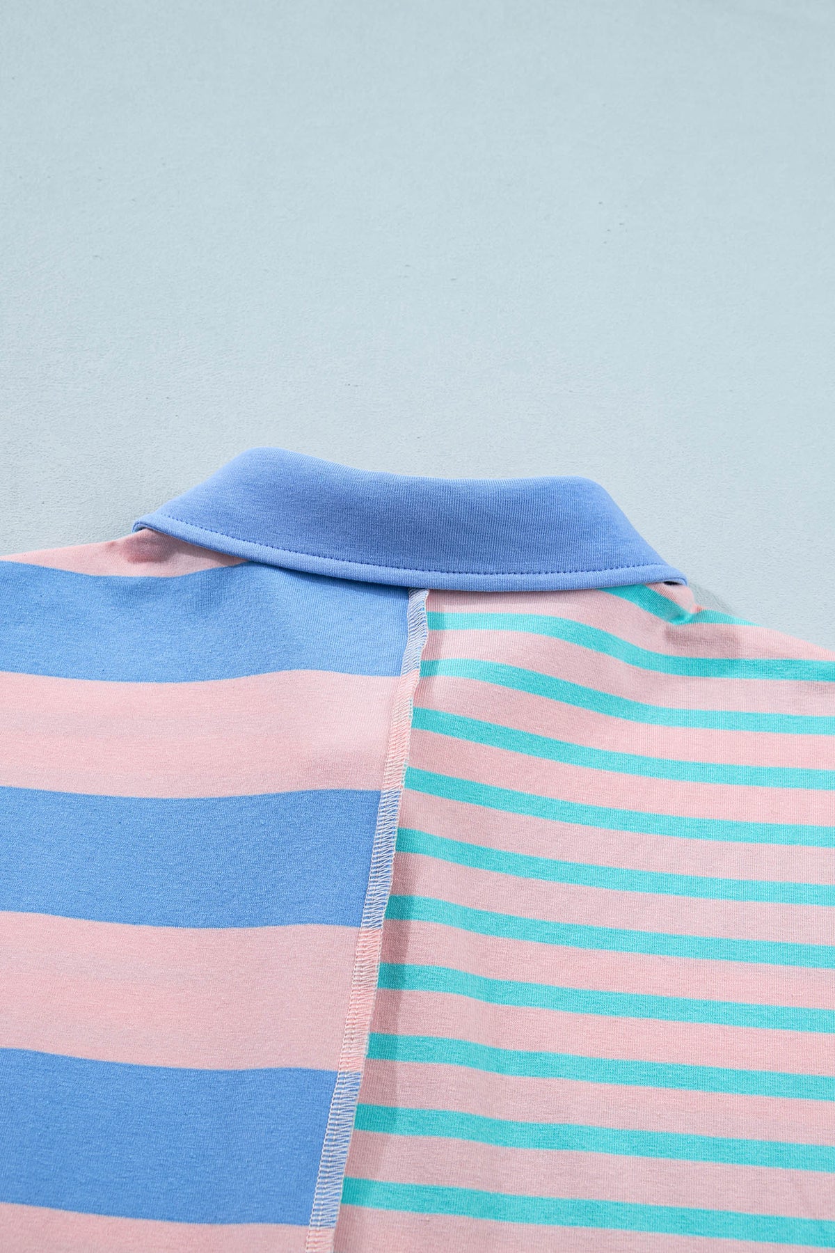 Pink Stripe Exposed Seam Mixed Patchwork Loose Short Set