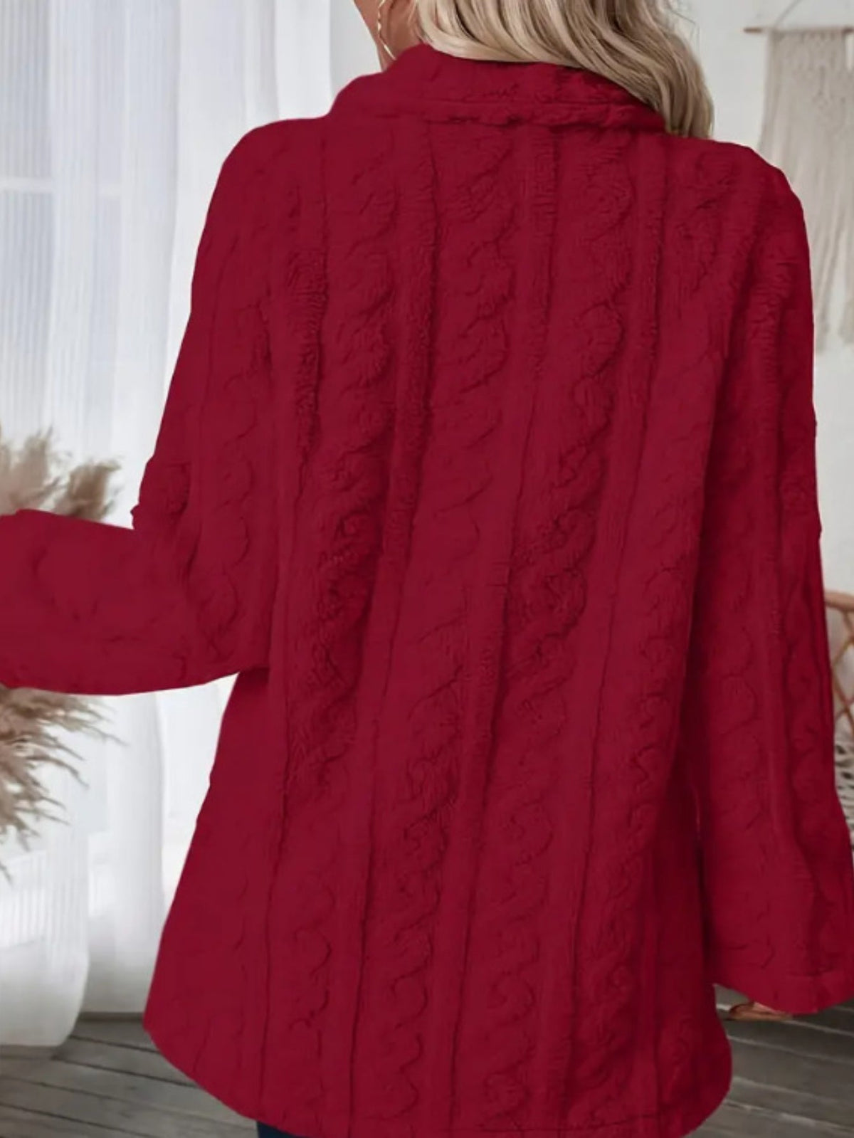 Double Breasted Lapel Teddy Coat, Versatile Long Sleeve Textured Thermal Winter Outerwear