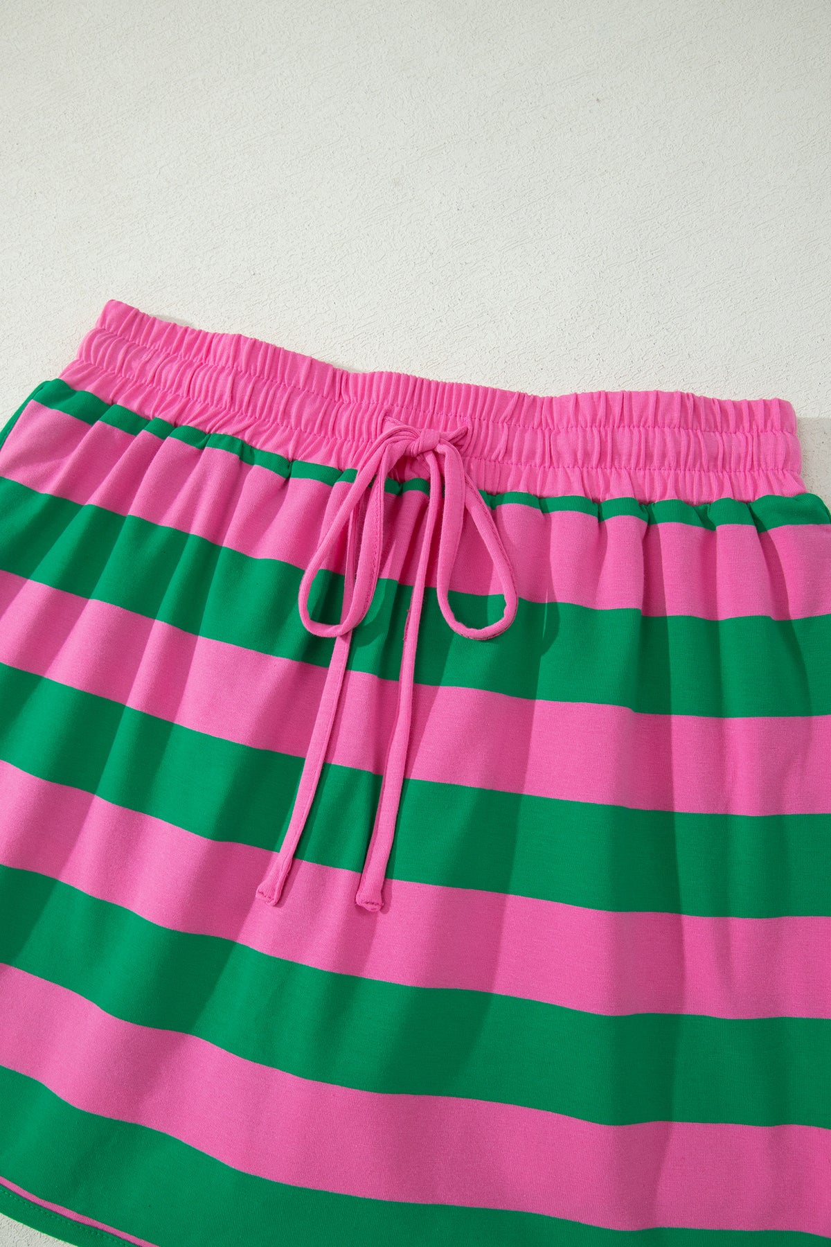 Rose Stripe Dolman Tee Drawstring Skort Athletic 2pcs Set