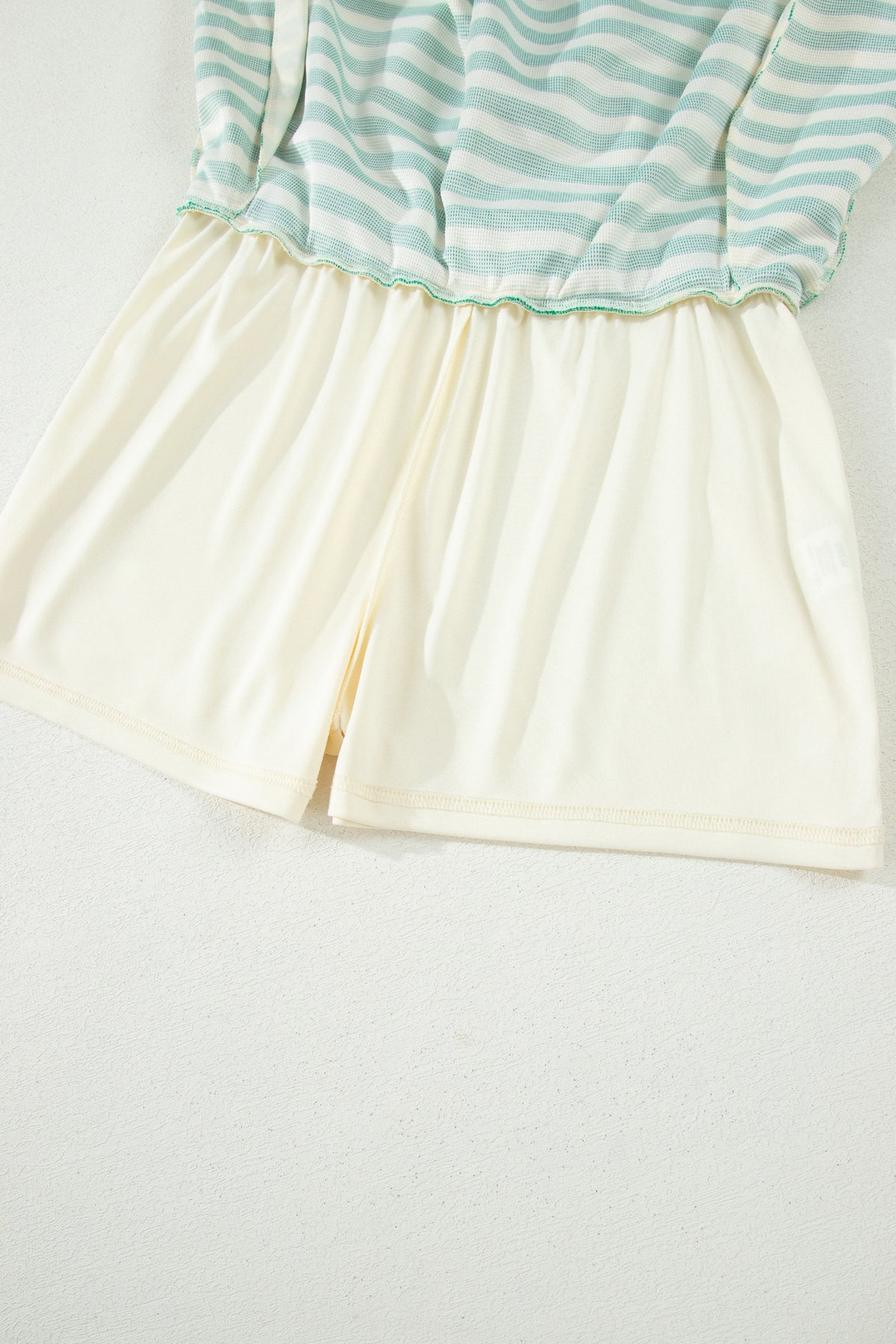 Bright Green Textured Stripe Print Contrast Trim Zip Collar Sleeveless 2pcs Skort Set
