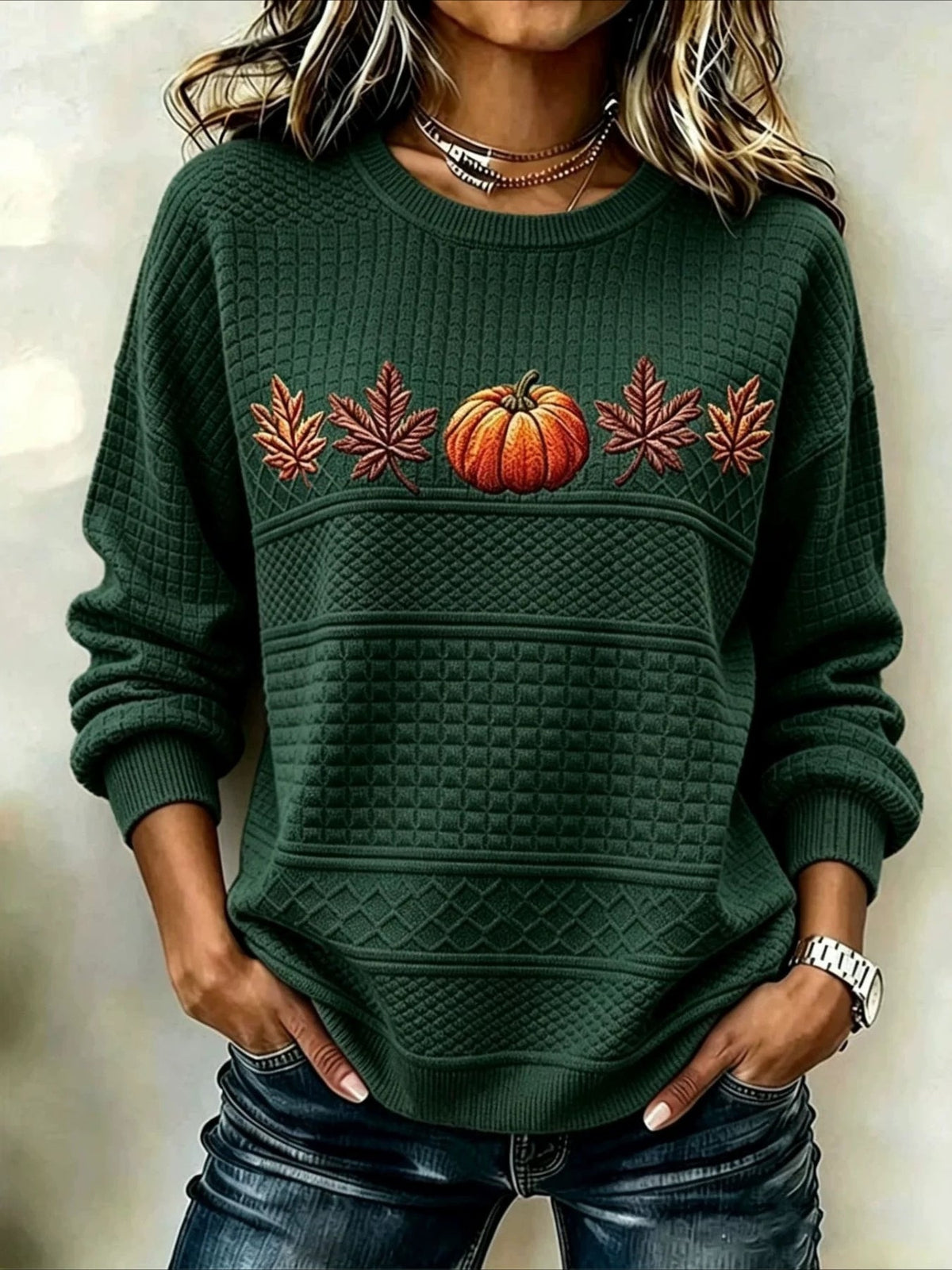 Crew Neck Long Sleeve Floral Print Sweatshirts