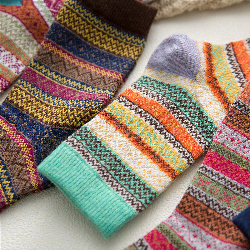 5 Pairs Women's Cotton Blend Socks. Thick, Warm And Cozy Crew Socks