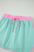Moonlight Jade Colorblock Edge Drop Shoulder T Shirt and Skort 2Pcs Set