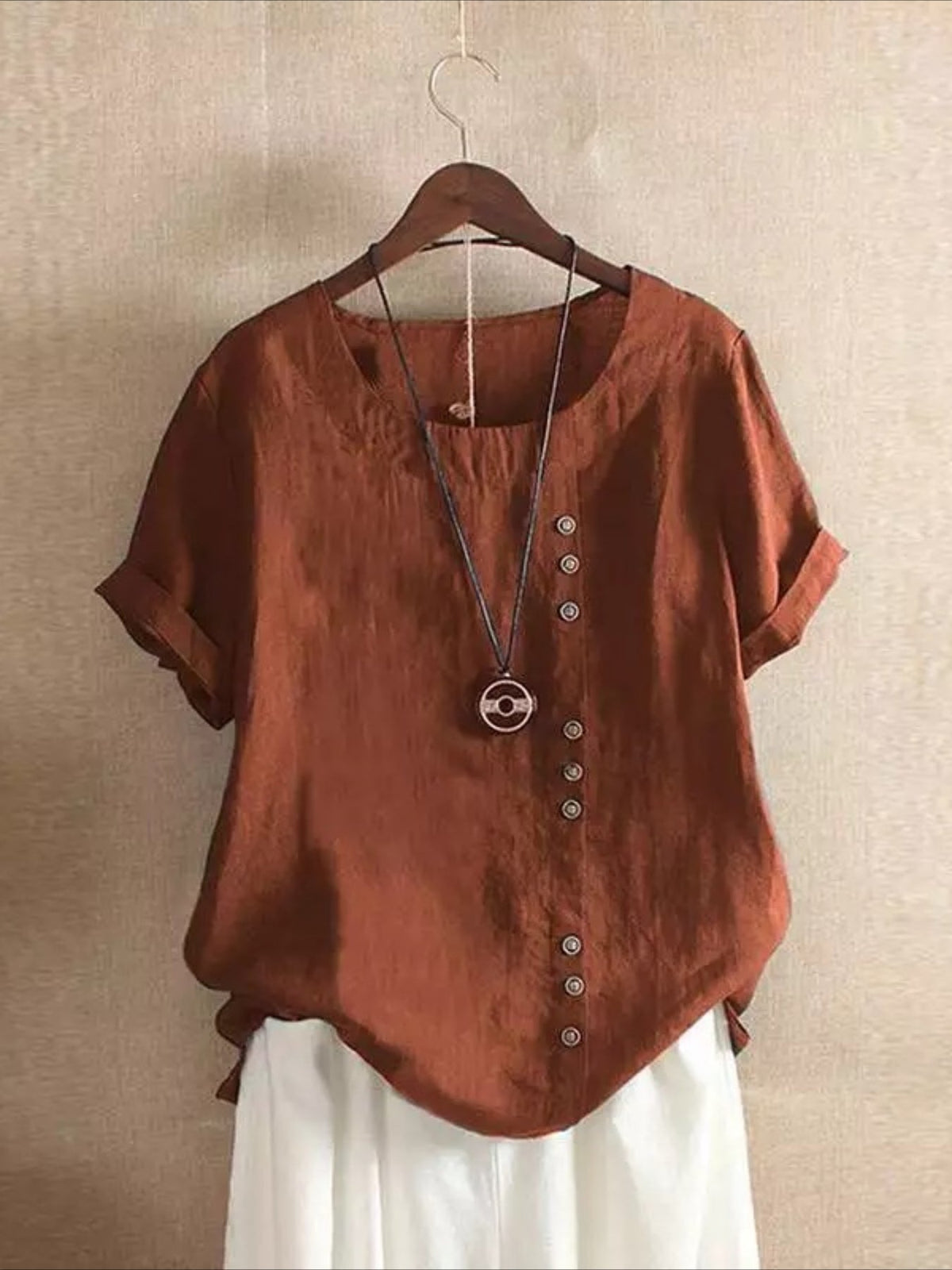 Relaxed Fit Short Sleeve Blouse with Floral Pattern
