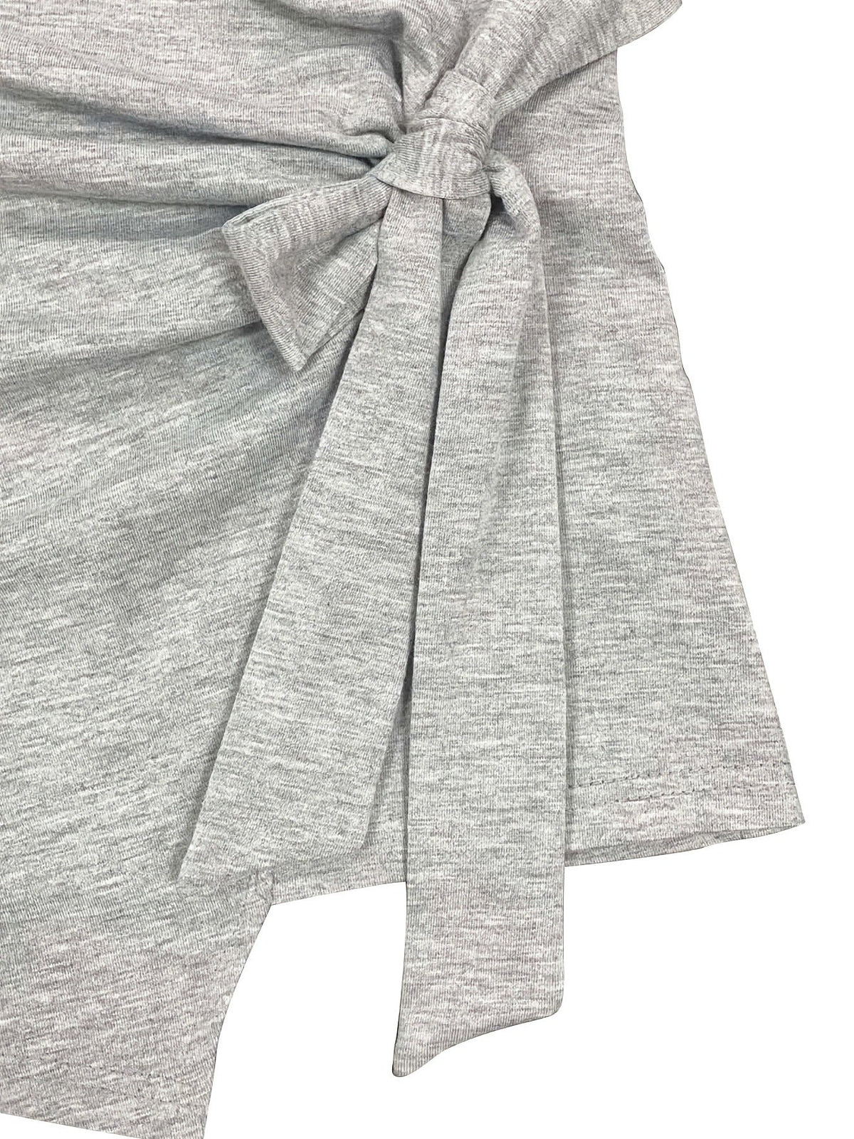 Solid Ruched Tie Front Top, Casual Three-quarter Sleeve Top