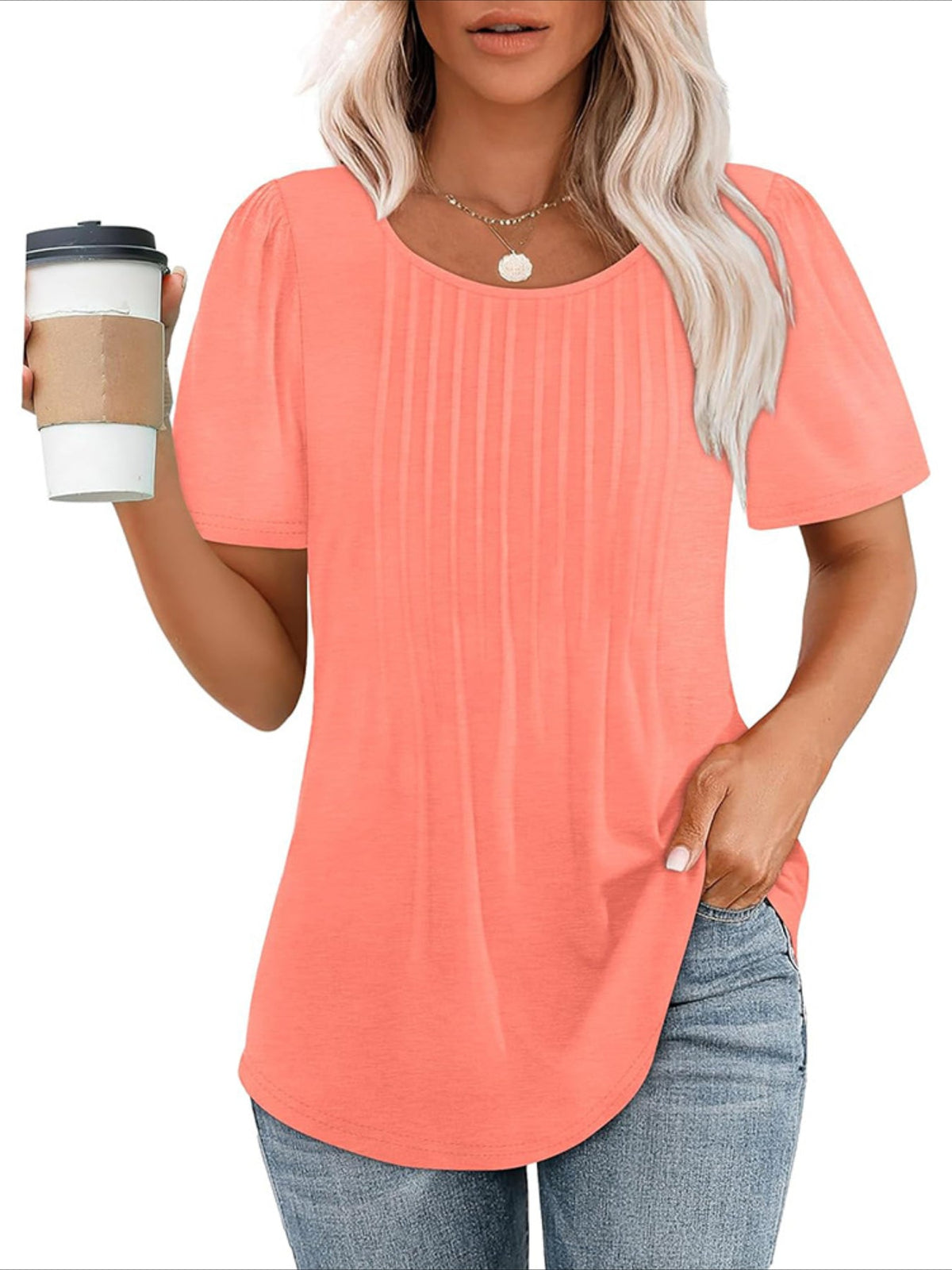 Floral Print Pintuck T-Shirt, Casual Short Sleeve Top