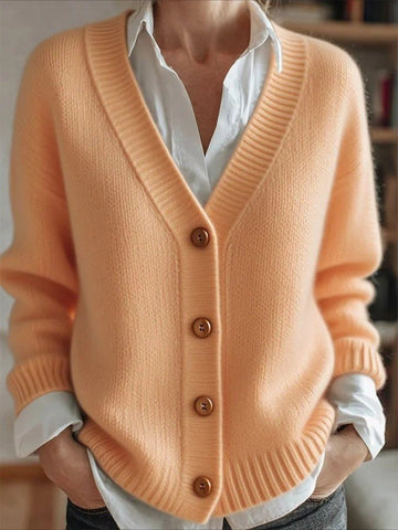 Plain Long Sleeve Comfy Vintage Cardigan