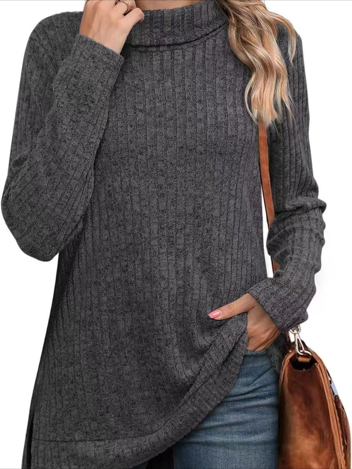 Pullover Turtle Neck Long Sleeve Sweater