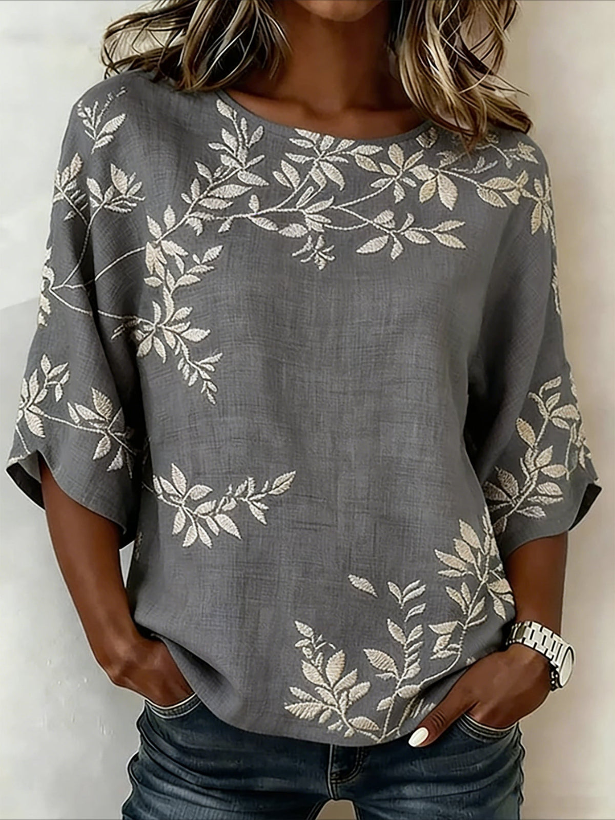 Loose Cotton And Linen Half Sleeve Vintage Shirt