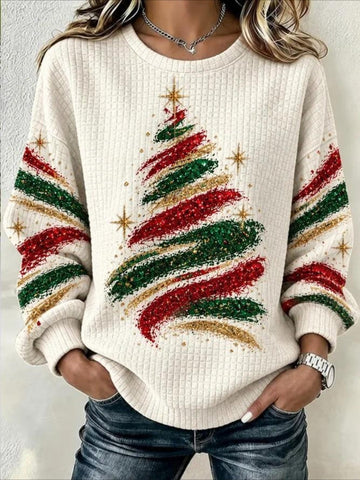 Christmas Tree Casual Crew Neck Regular Fit Sweatshirt