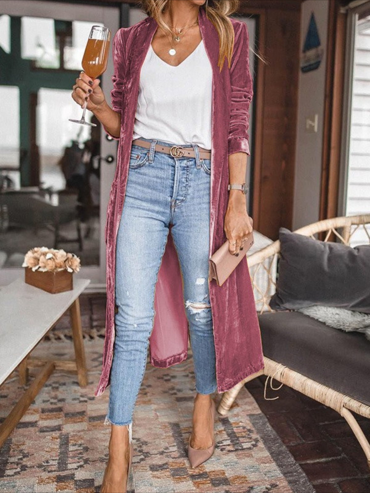 Open Front Long Sleeve Longline Cardigan