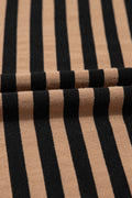 Brown Stripe Square Neck Shirred Wide Leg Jumpsuit