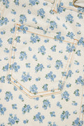 Beige Grommet Knot Waist Floral Barrel Leg Jeans