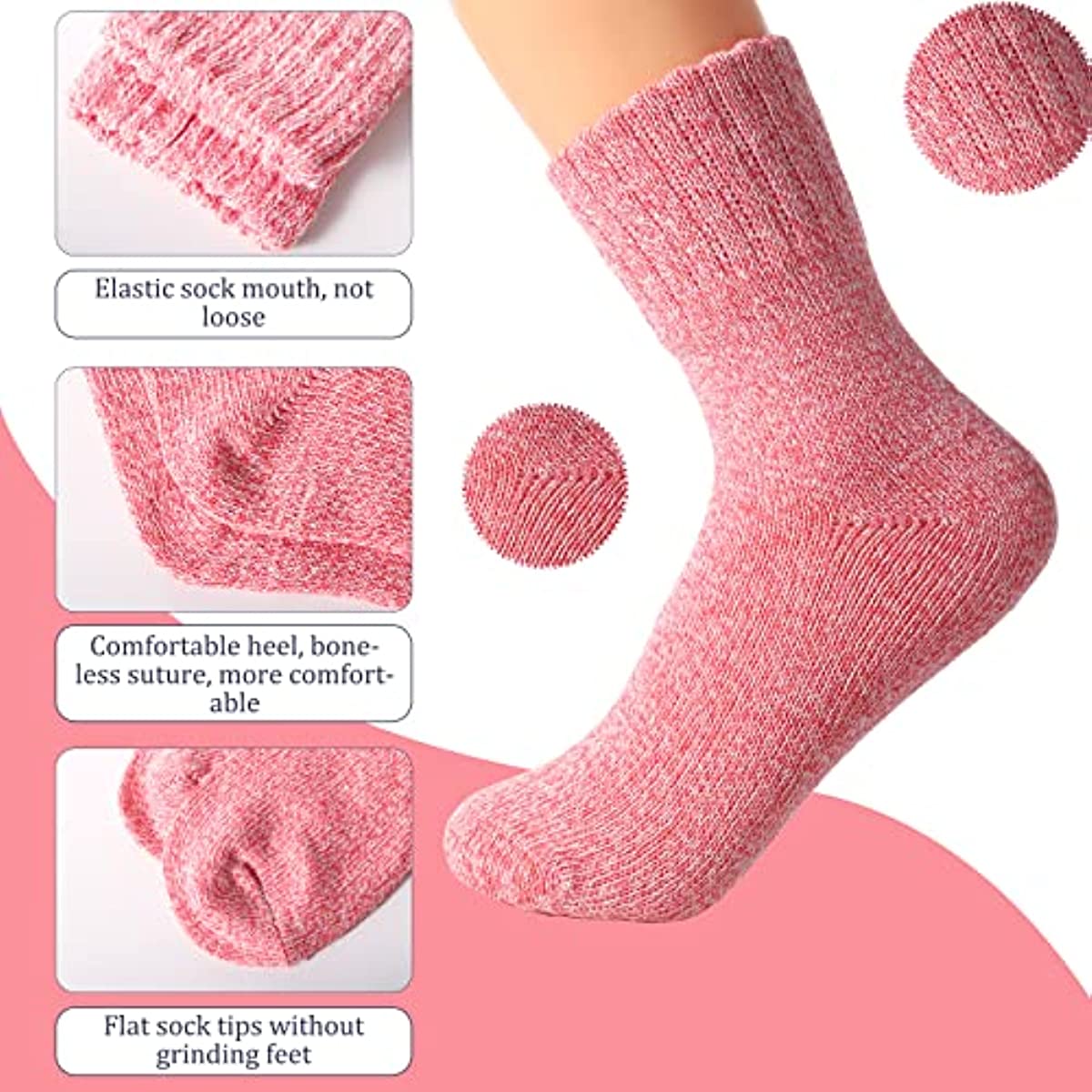 2/5 Pairs Thick Knit Warm Socks, Soft & Comfy Mid Tube Socks